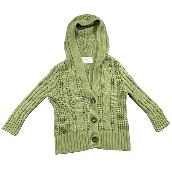 Aeropostale Sweaters - Aeropostale Green Knit Hooded Button Front Sweater Sz M Cropped Y2K Preppy